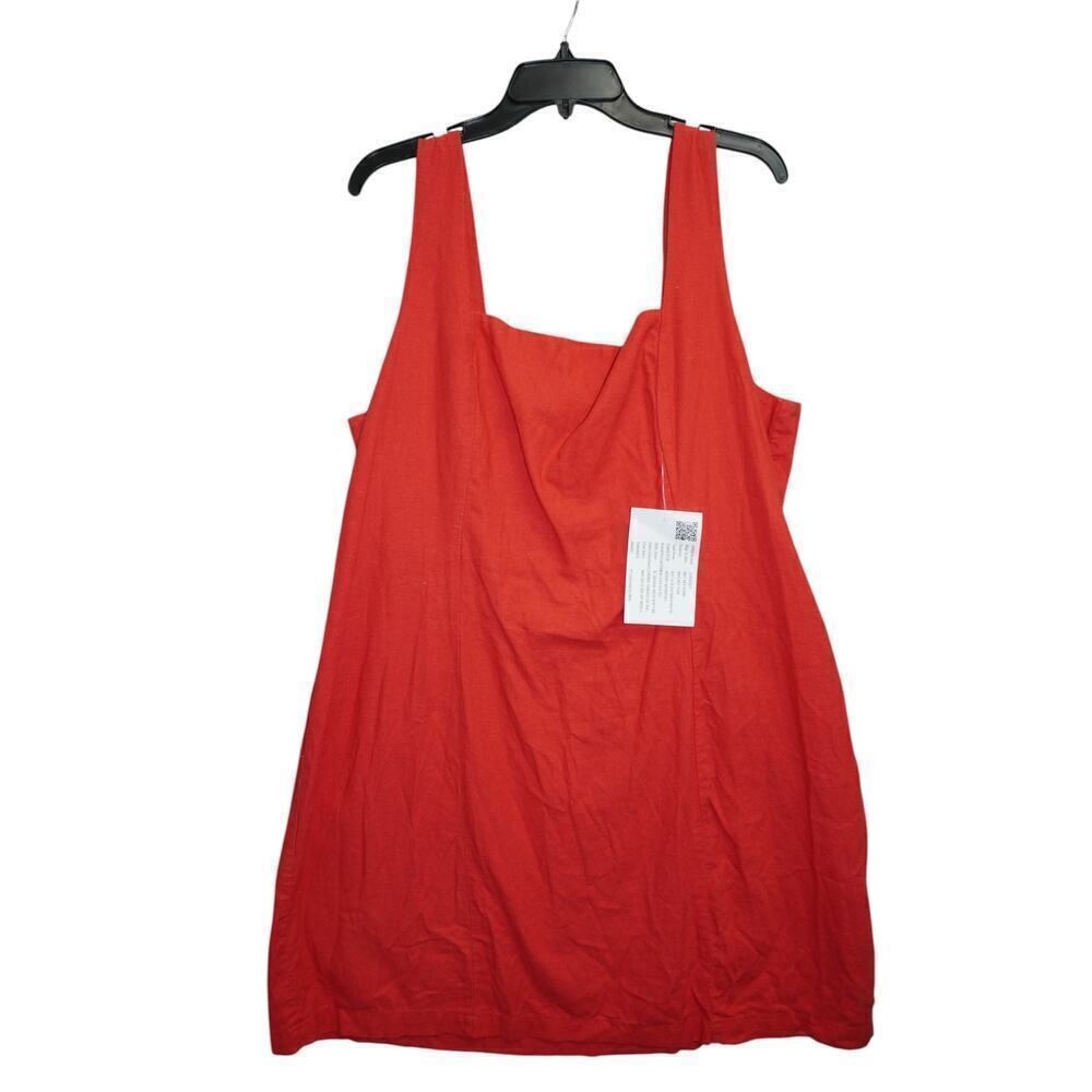 Old Navy Women’s Red Linen Blend Square Neck Shift Mini Dress Size 2X XXL